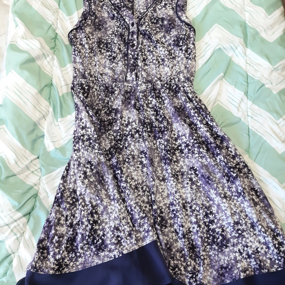 Simply Vera Vera Wang Black and White Printed Top with Navy Trim